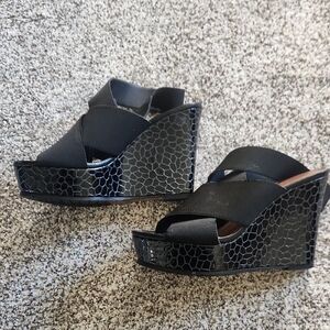 Donald J. Pliner Black Wedge Sandals